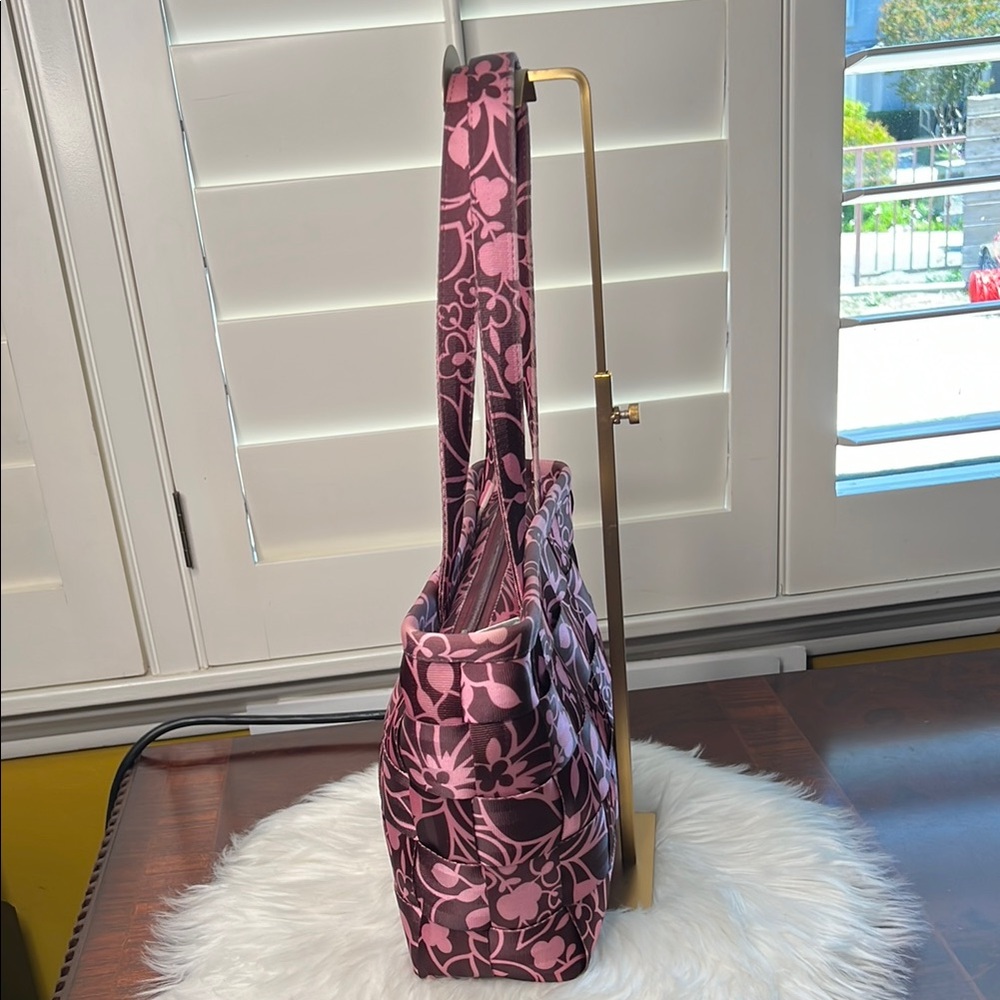 HARVEYS Seatbelt Classic Brown & Pink Leaf and Florals Shoulder Bag Vintage EC - Picture 6 of 17